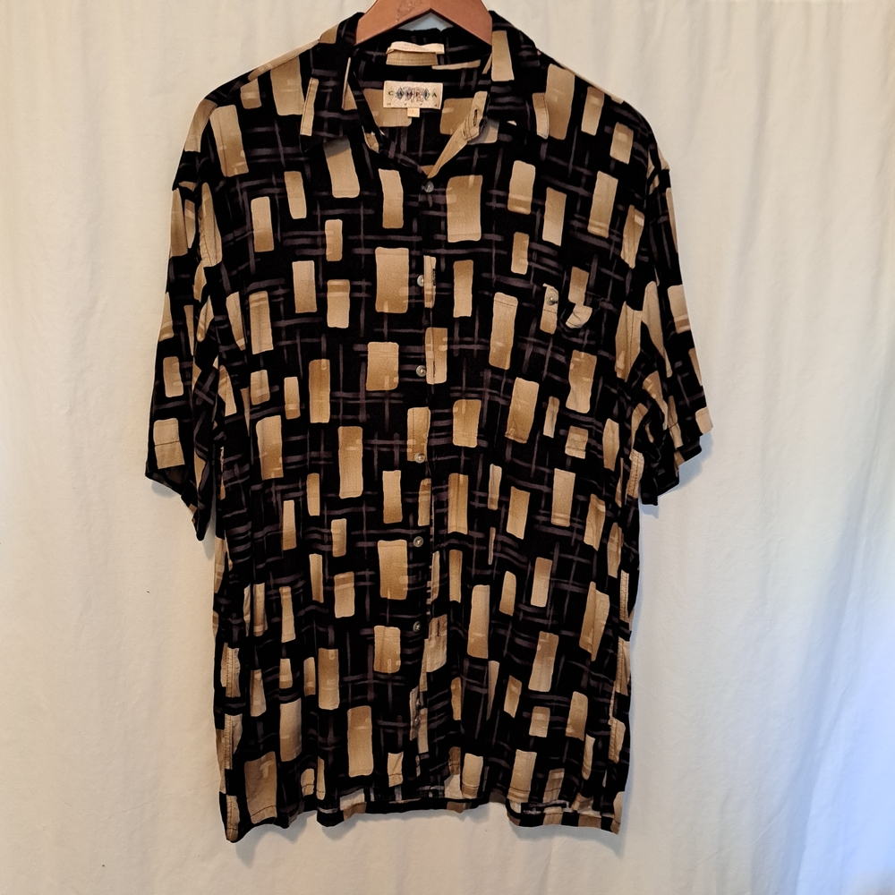 Men's Geometric Black and Tan Shirt Campia L